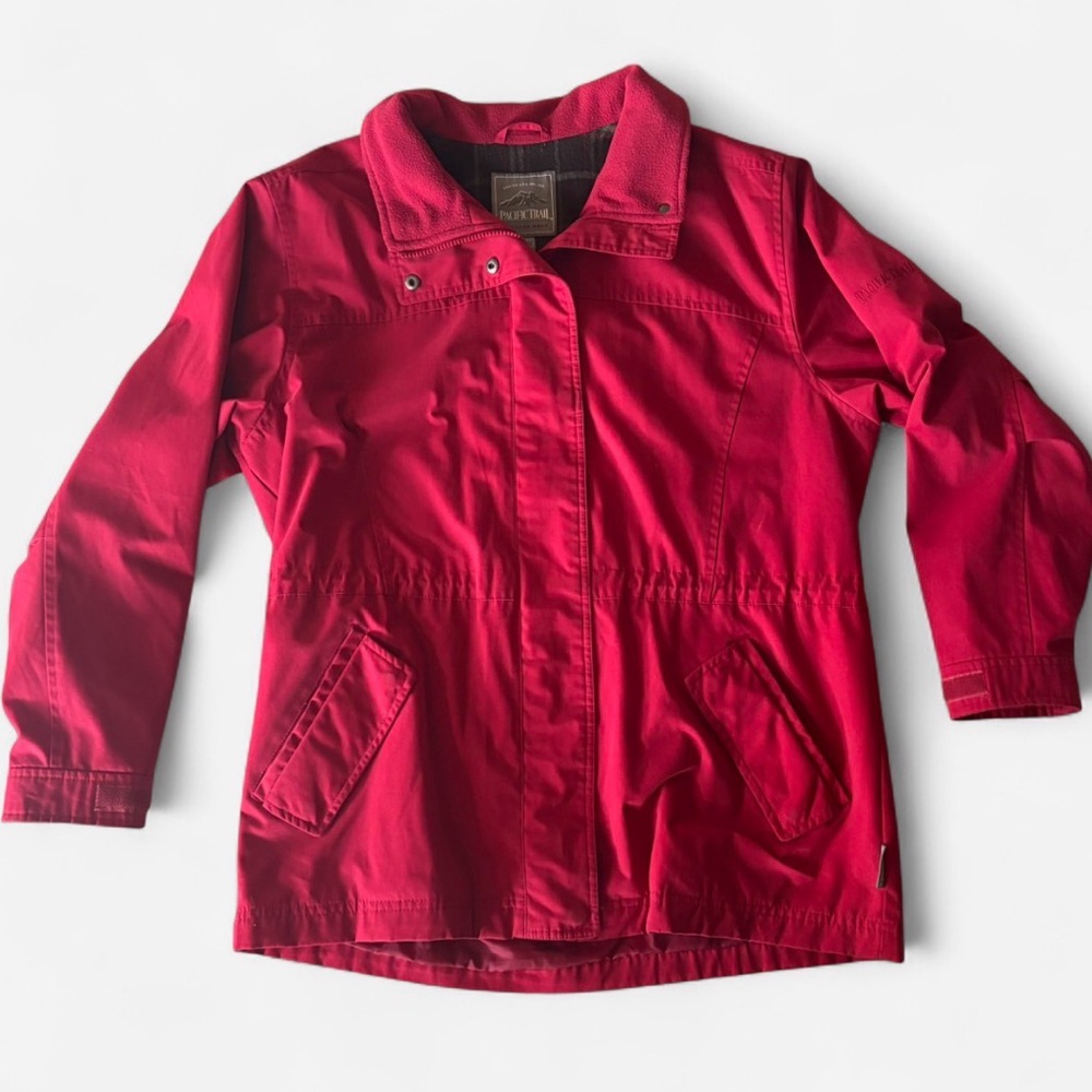 Pacific Trail Red Raincoat - Snap & Zip Front